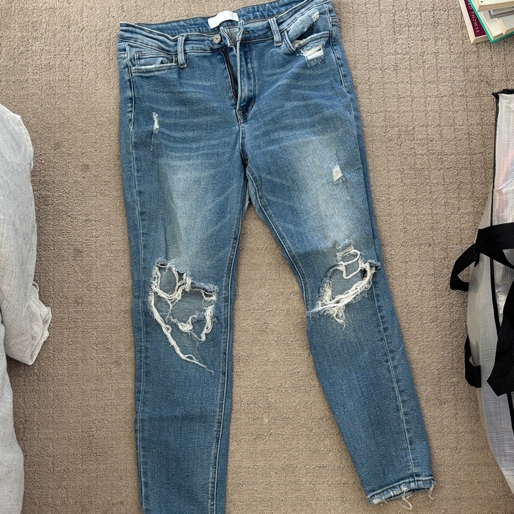 Classic Blue Distressed Skinny Jeans